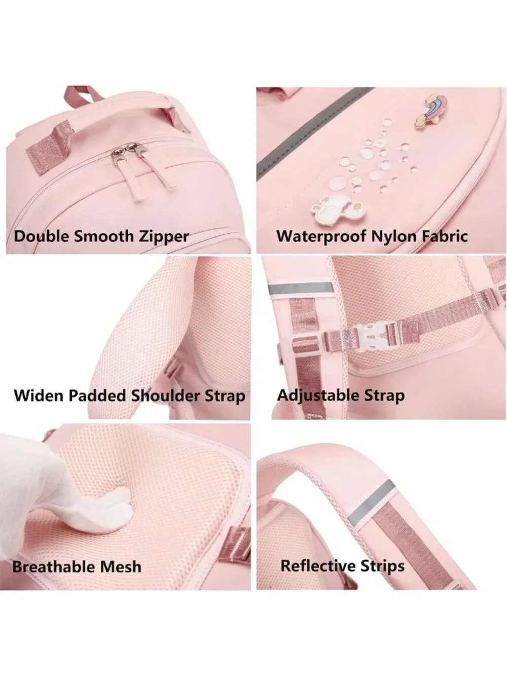 Stylish Pink Backpack for Girls - 15.6